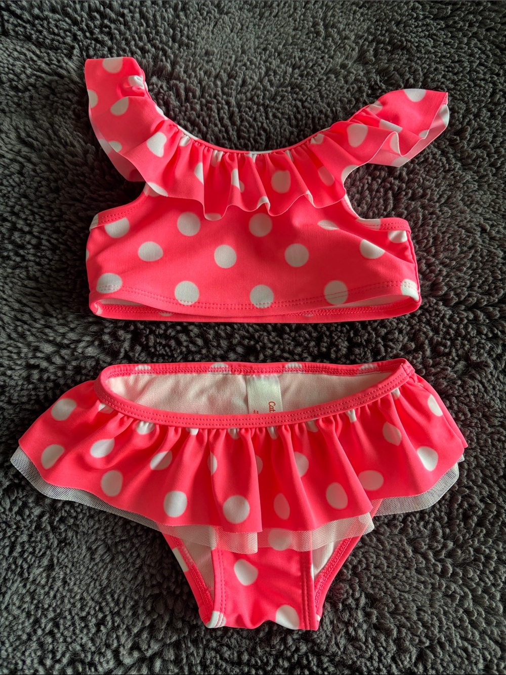 Cat & Jack Hot Pink Polka Dot Ruffle Bikini Set